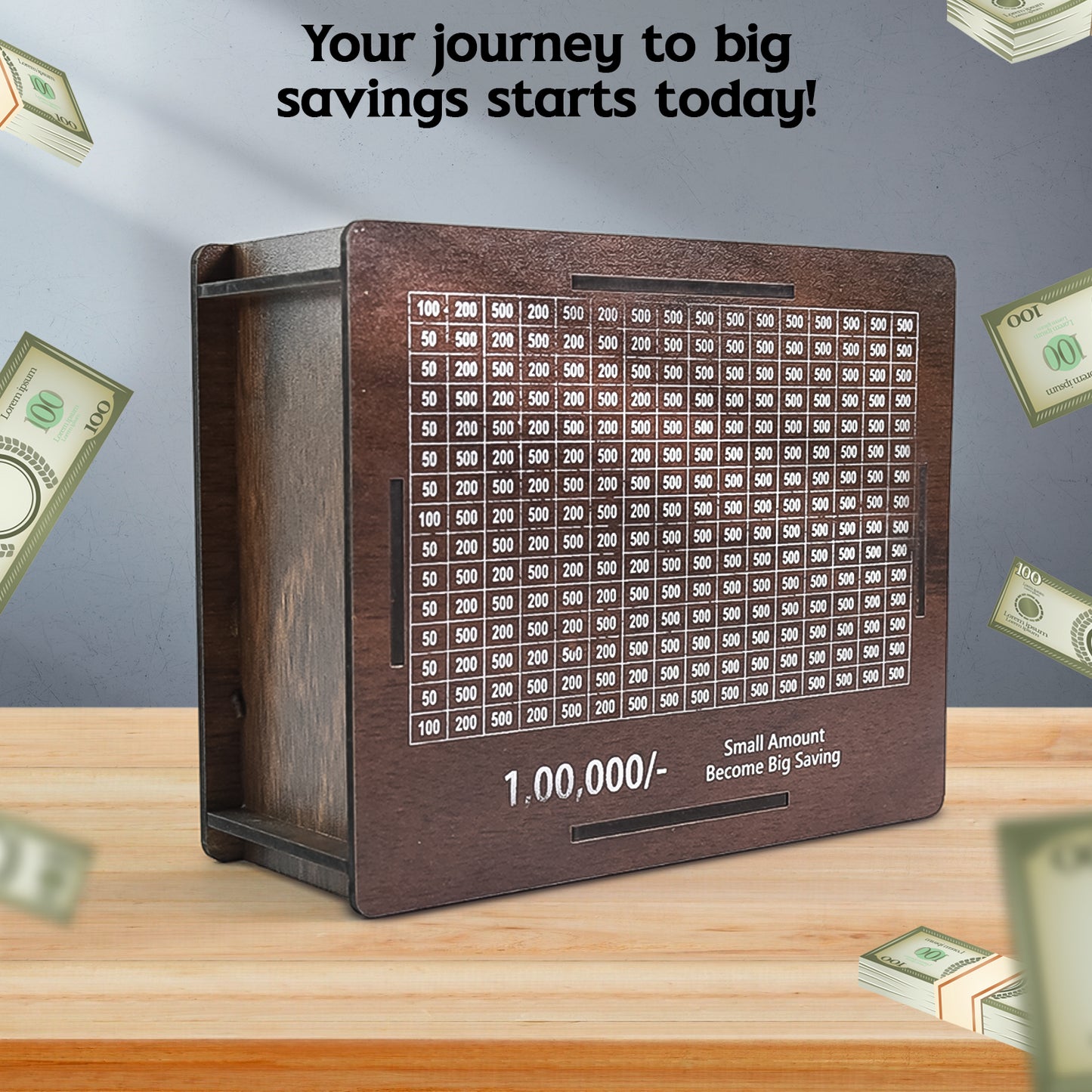 Wooden Money Piggy Bank Money Box with Sketch Pens
